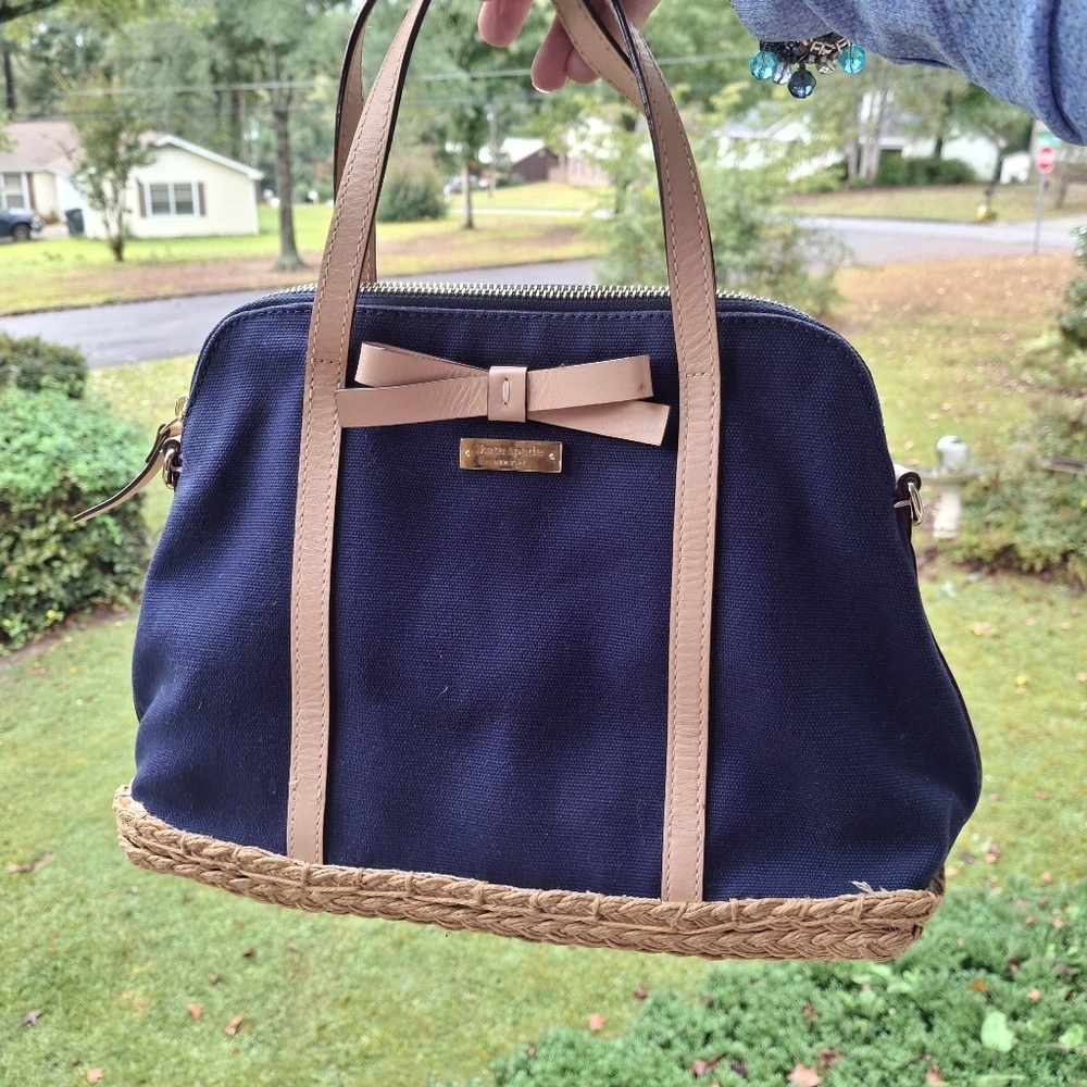 Kate Spade navy blue canvas and rope handbag crossbody bag